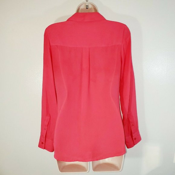 Express Womans Xsmall Blouse Pink Sheer Long - Picture 4 of 8
